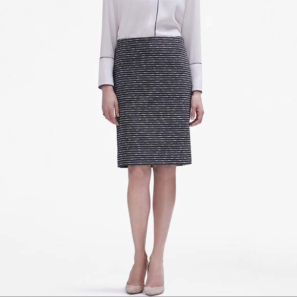 MM Lafleur Dresses & Skirts - MM Lafleur Noho Textured Pencil Skirt Boucle Yarn Stripe Cotton Wool Blend 6